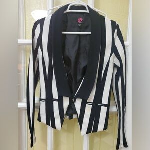 2B Bebe Black and White Striped Blazer